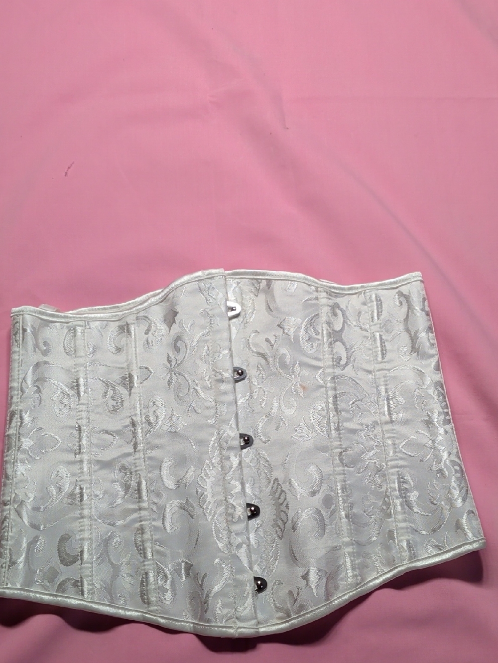 White Brocade Underbust Corset Crop Top